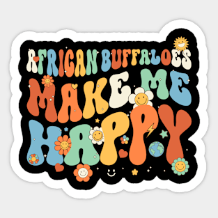 African Buffaloes Make Me Happy Groovy Retro Vintage Style Sticker